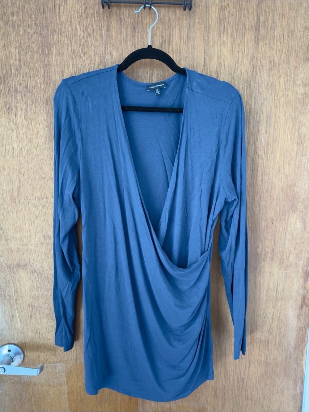 Universal Standard Two Way Liquid Jersey Cross Top in Deep Teal